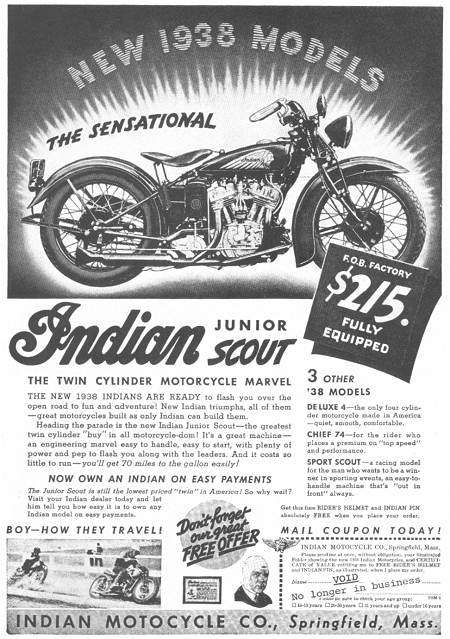 Vintage Indian Motorcycles 1938 Indian Junior Scout