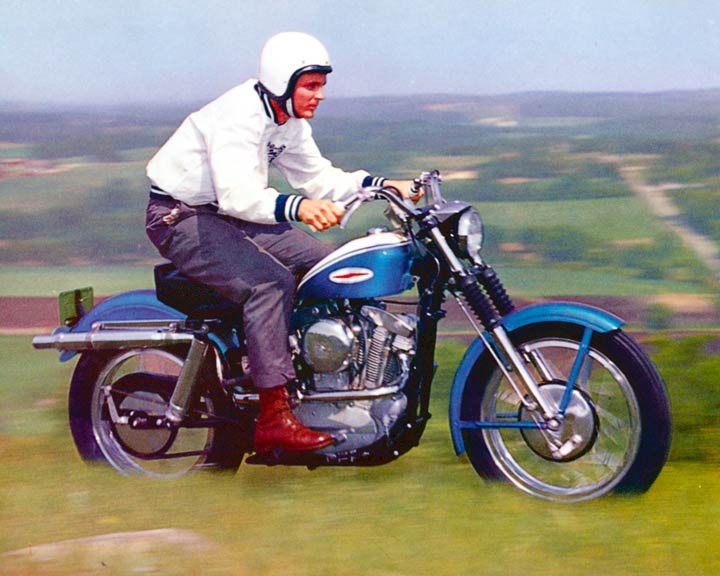 Early Sportster with high pipe exhaust