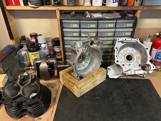 850 Commando engine cases vintage British motorcycle repair