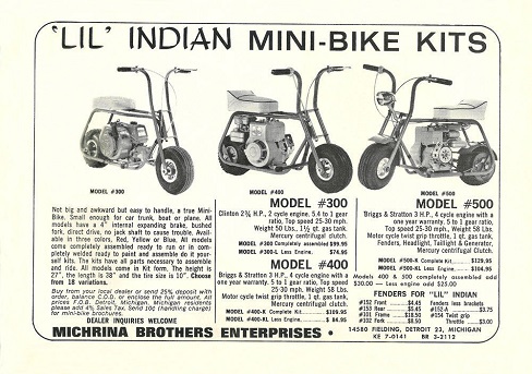 mini bike history Lil Indian minibike ad