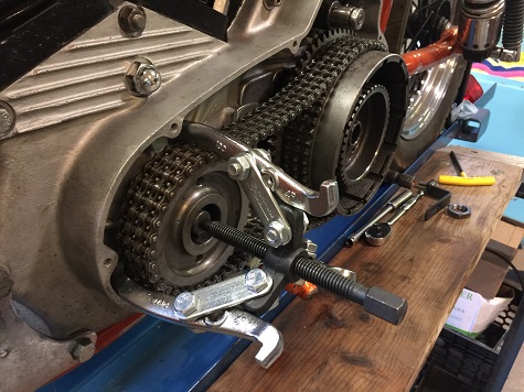 remove gear with three jaw puller motorcycle engine tools