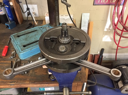 install Sportster flywheel assembly 1978 Ironhead engine case assembly