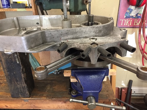 install Sportster flywheel assembly Ironhead engine case reassembly