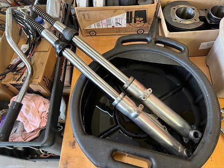 front fork removal classic British motorcycle restoration