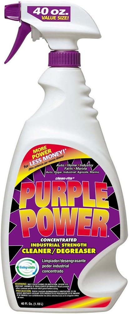 Purple Power in a spray bottle clean carbon off motorcycle head