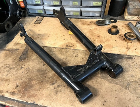 remove paint from motorcycle frame swing arm overhaul Norton Commando