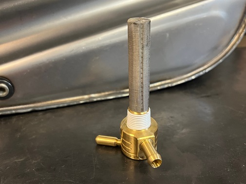Golan brass fuel valve for custom motorcycle gas tank