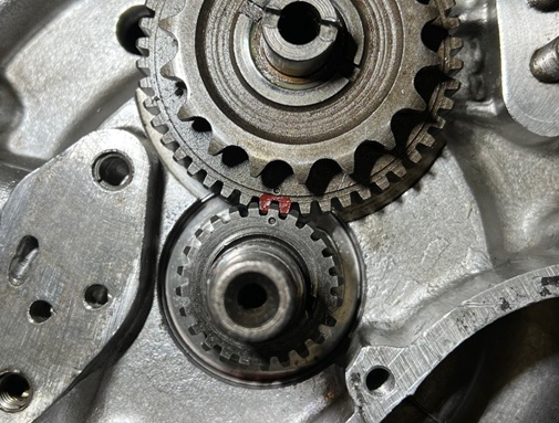 valve timing mark on intermediate gear 850 Commando