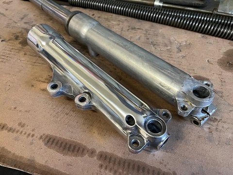 motorcycle forks before and after polishing