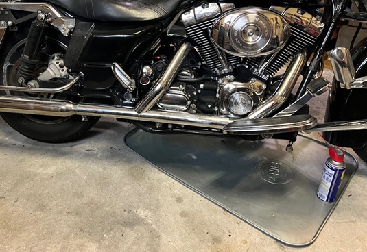drip tray for motorcycle repair and maintenance