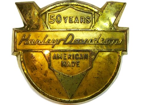 Harley Davidson 50 year anniversary badge