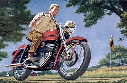 Harley-Davidson Model-K dealer postcard