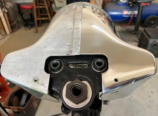 aluminum headlamp nacelle before and after polishing polished headlight nacelle 1961 Harley