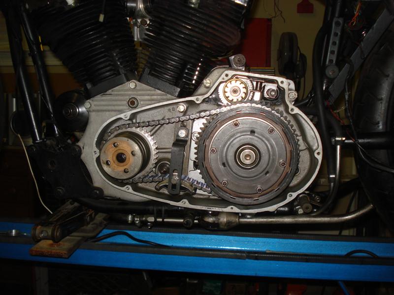 Ironhead Sportster with primary cover removed