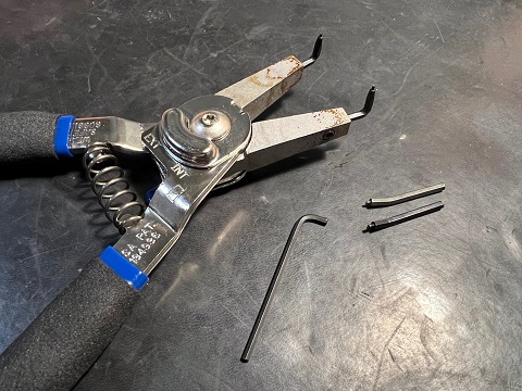 snap ring pliers motorcycle tools swap straight tips for right-angle tips on snap-ring pliers