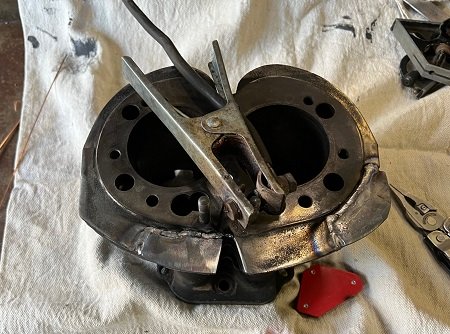 TIG welding cast iron cylinder motorcycle cylinder repair