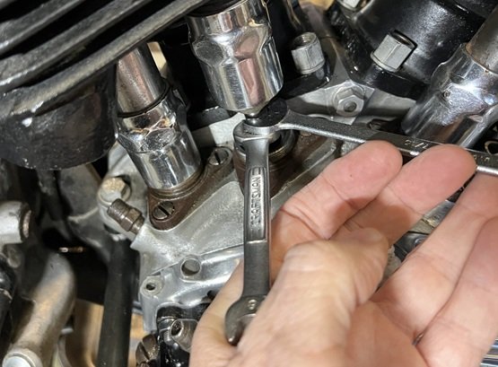 adjusting valve tappets Harley flathead motorcycle